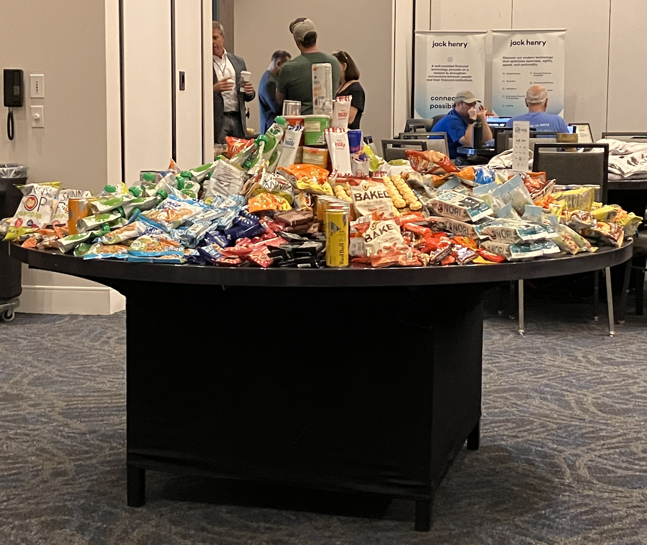 Table full with of snacks for the builders at CU Build